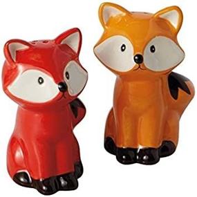 img 1 attached to DII Foxes Ceramic Salt & Pepper Shakers: Whimsical Tabletop Decor for Fox Lovers