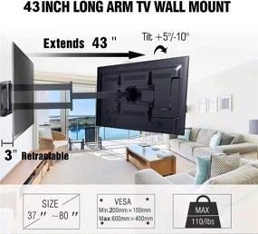 img 3 attached to 📺 FORGING MOUNT Long Arm TV Mount - Full Motion Wall Mount Bracket (43" Extension) | Fits 42-85 Inch Flat/Curve TVs | Holds up to 110 lbs | VESA 600x400mm Compatible