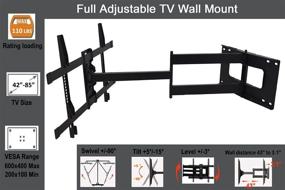 img 2 attached to 📺 FORGING MOUNT Long Arm TV Mount - Full Motion Wall Mount Bracket (43" Extension) | Fits 42-85 Inch Flat/Curve TVs | Holds up to 110 lbs | VESA 600x400mm Compatible