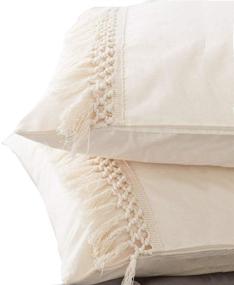 img 3 attached to 🛏️ Flber White Pillowcases: Tassel Sham Cotton Covers - Set of 2 (18.9in x 29.1in)