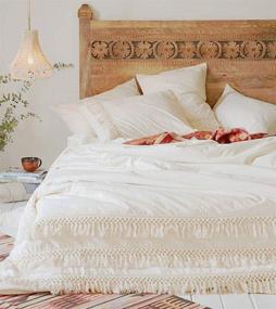 img 2 attached to 🛏️ Flber White Pillowcases: Tassel Sham Cotton Covers - Set of 2 (18.9in x 29.1in)