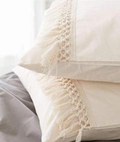 img 1 attached to 🛏️ Flber White Pillowcases: Tassel Sham Cotton Covers - Set of 2 (18.9in x 29.1in)