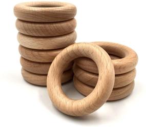 img 4 attached to 🔮 10 Pcs HEOCAKR Natural Beech Wood Rings - 5cm Unfinished Solid Wooden Circles for Craft, Ring Pendant, and Jewelry Making Connections