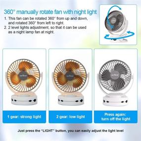 img 2 attached to KEYNICE Clip Fan with Night Light: USB Desk Fan, Rechargeable Battery, 4 Speeds - Personal Cooling Fans for Office and Home