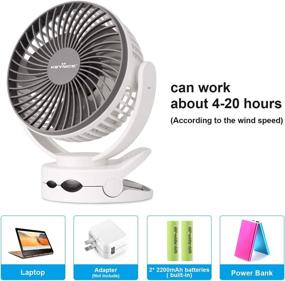 img 1 attached to KEYNICE Clip Fan with Night Light: USB Desk Fan, Rechargeable Battery, 4 Speeds - Personal Cooling Fans for Office and Home