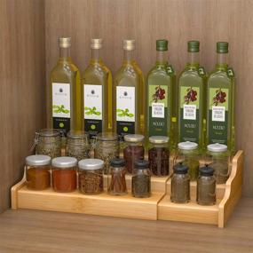 img 2 attached to 🎋 3 Tier Expandable Bamboo Spice Rack Seasoning Organizer - Set of 2 for Cabinet, Pantry, Countertop, Kitchen Step Shelf