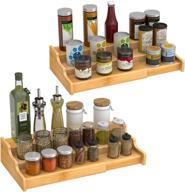 🎋 3 tier expandable bamboo spice rack seasoning organizer - set of 2 for cabinet, pantry, countertop, kitchen step shelf logo