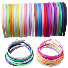 img 4 attached to 🎀 Candygirl 1cm Width DIY Satin Covered Craft Headbands for Girls - Pack of 26, Each Color 1pc - Ideal for Daily Wear and Parties