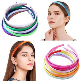 img 2 attached to 🎀 Candygirl 1cm Width DIY Satin Covered Craft Headbands for Girls - Pack of 26, Each Color 1pc - Ideal for Daily Wear and Parties