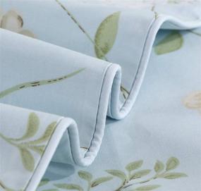 img 1 attached to 🌺 Softta Vintage King Size Bedding Set - 3-Piece Duvet Cover Set with Hibiscus Shabby Flower and Green Leaves - Reversible Girls Bedding - 100% Egyptian Cotton Collection in Green, White, and Mickey Blue