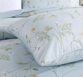 img 2 attached to 🌺 Softta Vintage King Size Bedding Set - 3-Piece Duvet Cover Set with Hibiscus Shabby Flower and Green Leaves - Reversible Girls Bedding - 100% Egyptian Cotton Collection in Green, White, and Mickey Blue