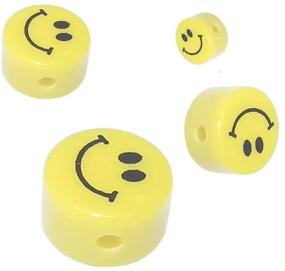 img 1 attached to 😊 Charming Smiley Face Beads 10mm: Yellow, 20 pcs for DIY Crafts, Jewelry Making & More!