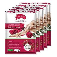 get smooth and soft feet with foot peel exfoliating mask (5 🌹 pairs) - rose scented exfoliant gel for removing rough dry skin and calluses logo