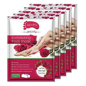 img 2 attached to Get Smooth and Soft Feet with Foot Peel Exfoliating Mask (5 🌹 Pairs) - Rose Scented Exfoliant Gel for Removing Rough Dry Skin and Calluses