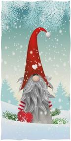 img 2 attached to Naanle Cartoon Christmas Gnome Hand Towel: Festive Scandinavian Snowflake Design for Superior Absorbency and Softness (16 x 30 Inches)