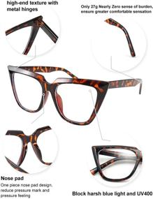 img 1 attached to 👓 Stylish FEISEDY 2 Pack Cateye Blue Light Blocking Eyewear for Women - Leopard & Grey Frames with Clear Lenses (B2619-F2)