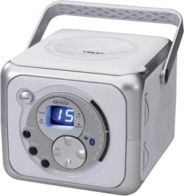 img 4 attached to Jensen FM Stereo CD555 Bluetooth Boombox - Silver, 7.00 x 9.75 x 6.00 inches