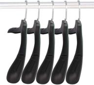 👔 black plastic extra wide suit hangers, pack of 20, 17.7" width with notched shoulders & swivel hooks логотип