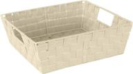 kennedy bin - ideal for smaller and bigger items, closet 📦 & shelf organizers, ivory woven decorative basket storage tote - pack of 1 logo