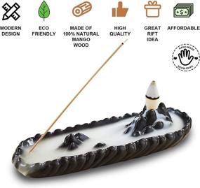 img 1 attached to 🏺 Handmade Ceramic Incense Stick Holder with 30 Cones and Sticks – Backflow Burner for Aromatherapy, Yoga, and Home Decor – 2-in-1 Ash Catcher Tray – Decorative Ornament