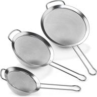 🍝 hatrigo set of 3 stainless steel fine mesh strainer: small, medium, and large kitchen strainers for food, sifting, and pasta logo