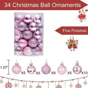 img 3 attached to 🎄 Shatterproof Pink Christmas Ball Ornaments for Tree Decor - 34ct, 1.57"/40mm - Perfect for Party, Holiday, Wedding Décor