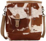 upcycled cowhide shoulder 👜 women's handbags & wallets: myra bag logo