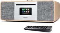lemega msy5 all-in-one music system with cd player, fm digital radio, internet radio, spotify connect, bluetooth speaker stereo sound, usb charging, clock alarms, remote & app control – white oak finish logo