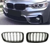 pensun glossy black double slat kidney front grills grille for bmw 3-series f30 f35 2012-2016 logo