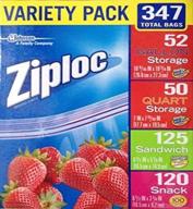🔒 ziploc 347 variety pack total bags, 347-piece assortment, clear logo