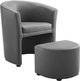 img 4 attached to 🪑 Modway Divulge Gray Faux Leather Armchair and Ottoman Set: Sleek Style & Comfort Combo