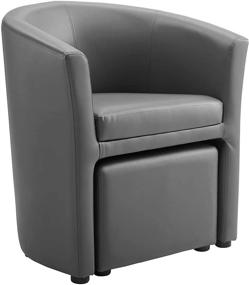 img 3 attached to 🪑 Modway Divulge Gray Faux Leather Armchair and Ottoman Set: Sleek Style & Comfort Combo