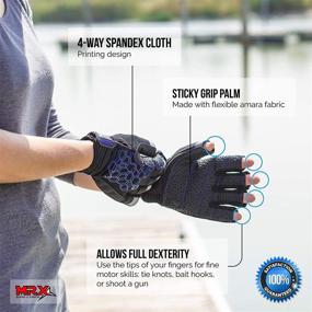 img 2 attached to 🧤 Sailing Gloves with Enhanced Grip and Sticky Palm - Ideal for Yachting, Kayaking, Dinghy, Fishing - Short Finger Design, Multiple Color Options (Black/Blue, Size L)