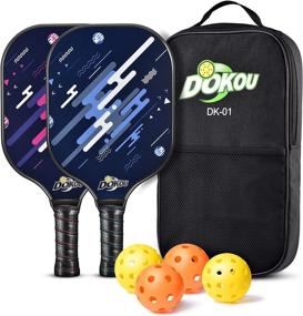 img 4 attached to 🏓 DOKOU Pickleball Paddles Set - 2 Paddles, 4 Balls, 1 Bag | Fiberglass Face, Honeycomb Core, Edge Guard, Ergonomic Grip