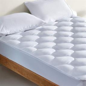 img 2 attached to 🛏️ Ultimate Comfort: SLEEP ZONE Quilted Mattress Pad Cover - Super Thick, Plush Pillow Topper for Twin Beds, Extra Deep Pocket up to 21 inches, White