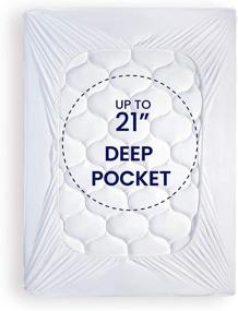 img 1 attached to 🛏️ Ultimate Comfort: SLEEP ZONE Quilted Mattress Pad Cover - Super Thick, Plush Pillow Topper for Twin Beds, Extra Deep Pocket up to 21 inches, White