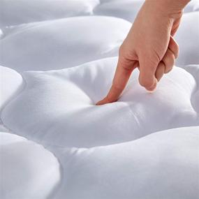 img 4 attached to 🛏️ Ultimate Comfort: SLEEP ZONE Quilted Mattress Pad Cover - Super Thick, Plush Pillow Topper for Twin Beds, Extra Deep Pocket up to 21 inches, White