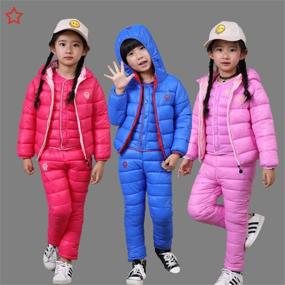 img 2 attached to 🧥 3-Piece Windproof Winter Warm Down Jacket, Ski Pants, and Vest Set for Baby Boys and Girls - Cotton-Padded Snowsuits Outfit