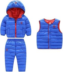 img 4 attached to 🧥 3-Piece Windproof Winter Warm Down Jacket, Ski Pants, and Vest Set for Baby Boys and Girls - Cotton-Padded Snowsuits Outfit