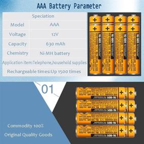 img 3 attached to Батарейки для беспроводного телефона Panasonic: 8 штук пакет HHR-65AAABU NI-MH, аккумуляторы емкостью 1.2V 630mAh AAA.