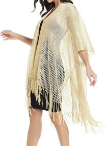 img 2 attached to 👘 Stunning Kimono Cardigan: Metallic Shawls and Wraps for Women in Large Size