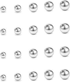 img 4 attached to 🔗 16 Gauge Stainless Steel Replacement Balls for Lip Studs, Labret Earrings, Piercing Jewelry, Septum Rings - Externally Threaded Plastic Balls 3mm to 8mm