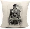 vintage drawing locomotive enthusiast cushion logo