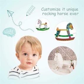img 1 attached to 🎠 Labebe - Wooden Rocking Horse: Fun & Safe Ride-On Toy for 18 Months Up, White Rocker - Indoor/Outdoor, Boy & Girl Rocking Animal. Perfect Christmas/Birthday Gift!"