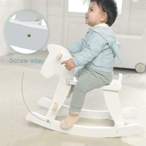 img 2 attached to 🎠 Labebe - Wooden Rocking Horse: Fun & Safe Ride-On Toy for 18 Months Up, White Rocker - Indoor/Outdoor, Boy & Girl Rocking Animal. Perfect Christmas/Birthday Gift!"