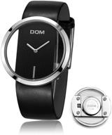 👑 stylish transparency: dom women's minimalist leather watches logo