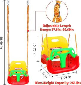 img 2 attached to 🪂 Red Tgzwme 3 in 1 Kids Swing Seat - Secure High Back Full Bucket Swing Chair for Toddlers, Infants to Teens. Detachable Indoor Outdoor Hanging Seat with Snap Hooks and Hanging Strap