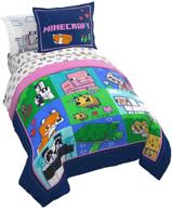 🛏️ enhance your bedroom with jay franco minecraft animal patch 7 piece queen bed set - inclusive of comforter & sheet set bedding - ultra-plush fade resistant microfiber (official minecraft product) logo