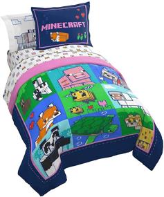 img 4 attached to 🛏️ Enhance your Bedroom with Jay Franco Minecraft Animal Patch 7 Piece Queen Bed Set - Inclusive of Comforter & Sheet Set Bedding - Ultra-Plush Fade Resistant Microfiber (Official Minecraft Product)