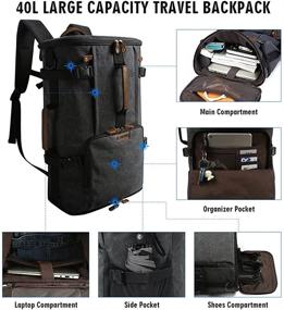 img 3 attached to 🎒 Versatile 40L G-FAVOR Travel Backpack: Vintage Canvas Rucksack & Duffel Bag with Laptop Compartment